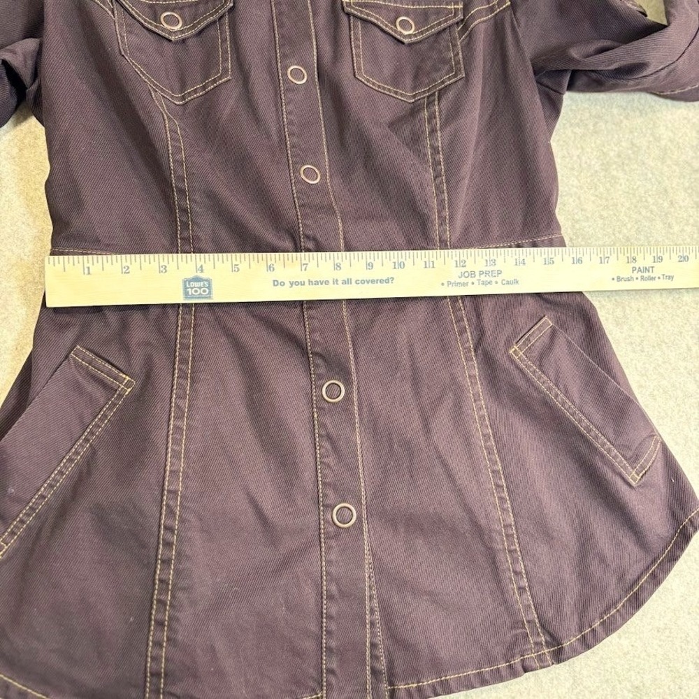 Cabi Utility Jacket Womens Large Brown Cotton Twill Snap Front Military Chic L - Picture 7 of 11